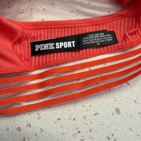 Victoria’s Secret PINK Lightly Lined Strappy Racerback Sports Bra Size Sm Coral - Picture 2 of 11